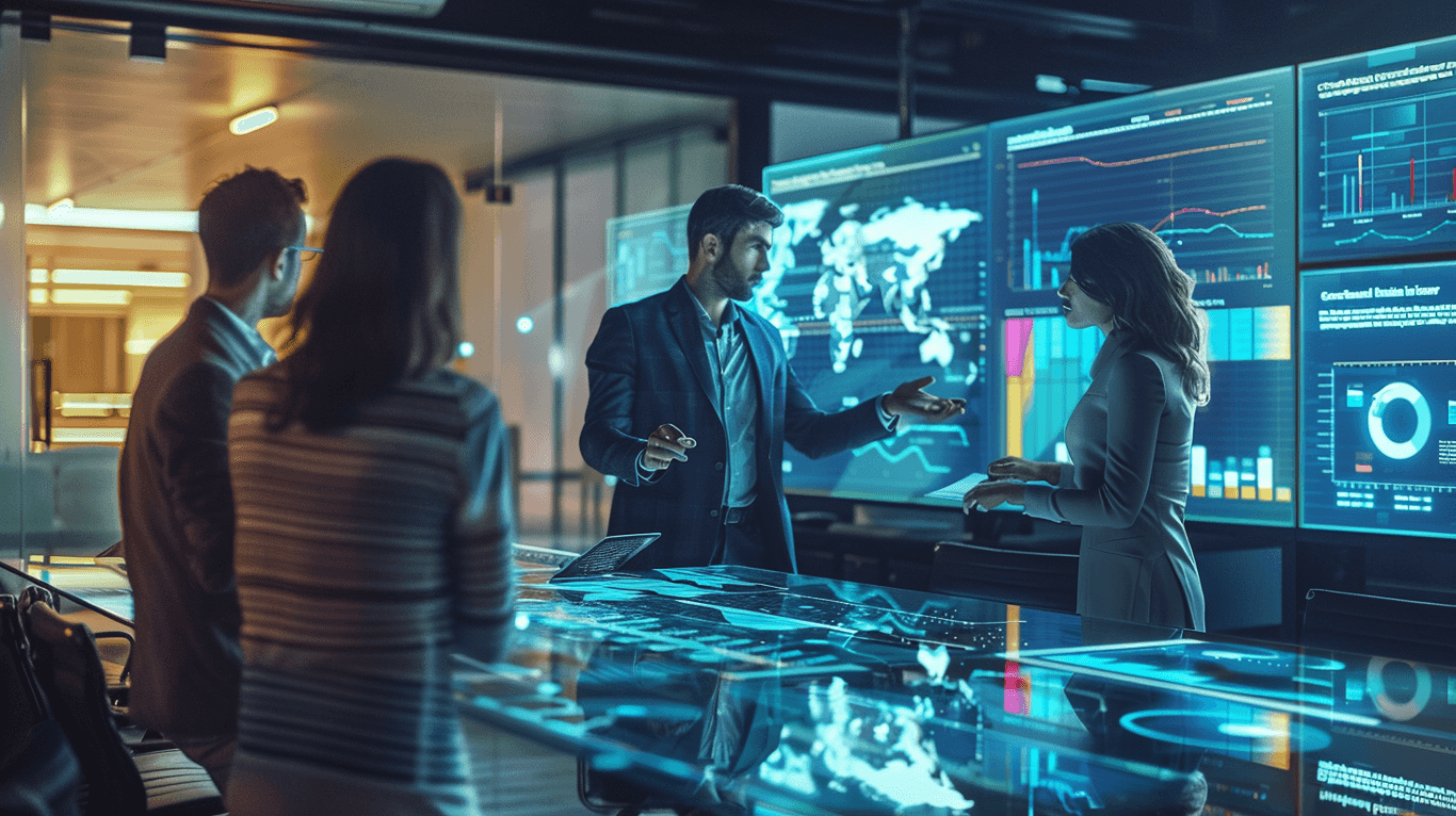 אנשים עובדים עם מערכת CRM בענן