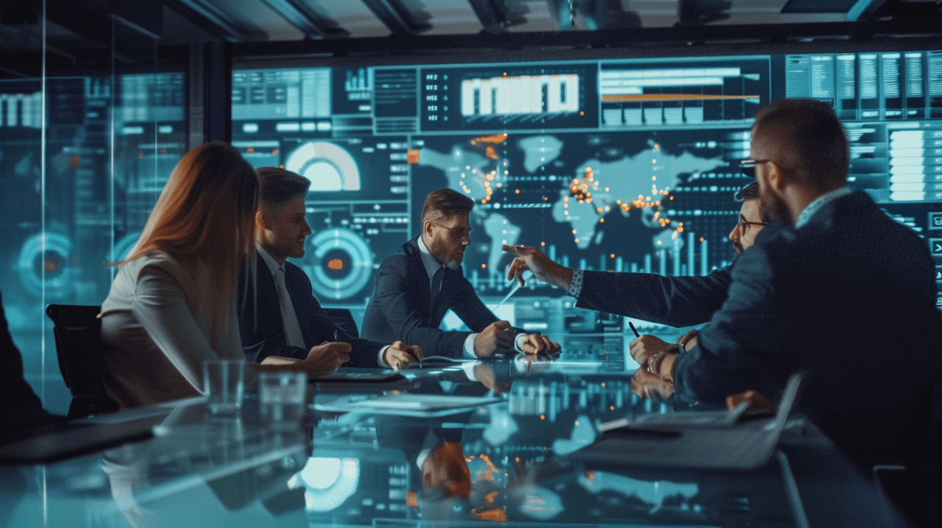 פגישת צוות לניתוח לידים בחדר ישיבות